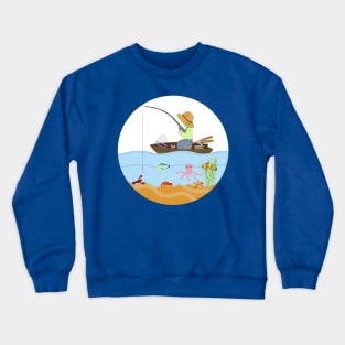 Fishing Illustration Crewneck Sweatshirt